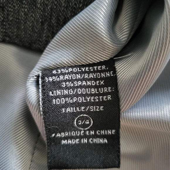 Suzy Shier Women's US4 Blazer Gray Black Velvet Panel Button Front Tailored Fit - Picture 12 of 16